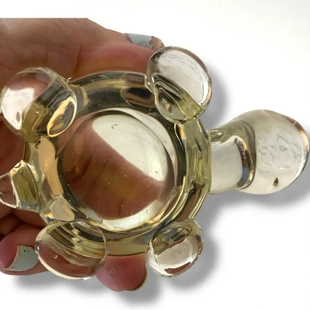 Paperweight  clear Glass Turtle Round  Figurine Desk Office Decor Whimsical